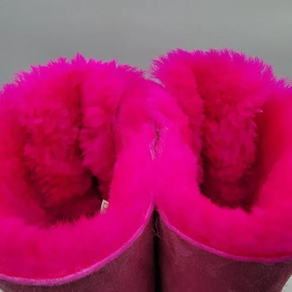 UGG Bailey Bow Girls 4 Pink Sheepskin Winter Cold Boots - 1017394K